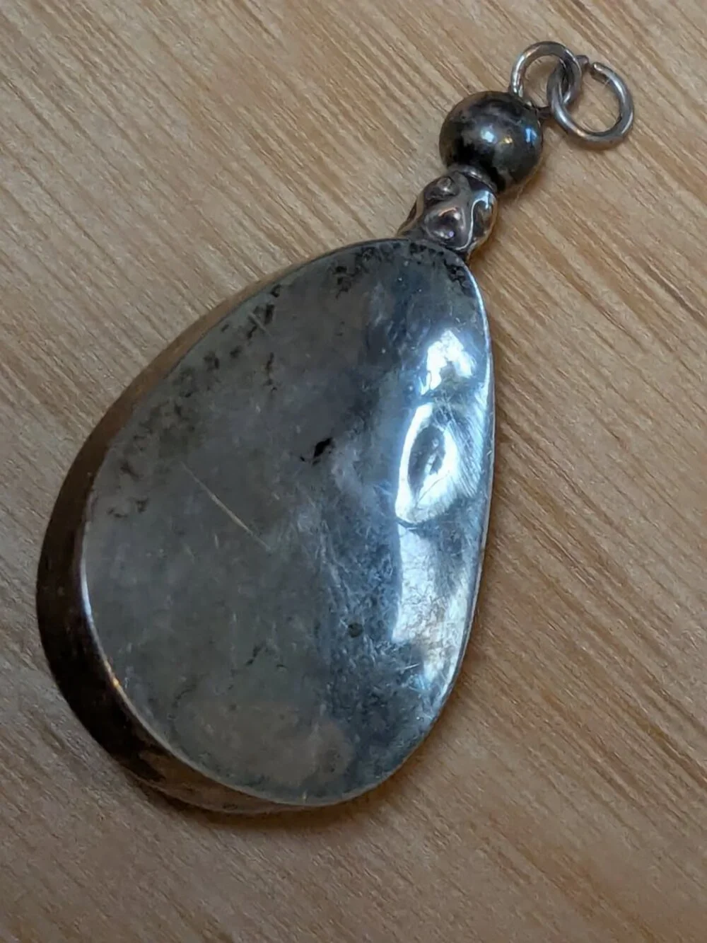 Vintage Mexican Teardrop Pendant Artisan Silver Blue Stone Taxco Style 6.89g